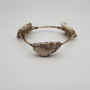 7 Inch Gold Tone White Stone Bracelet